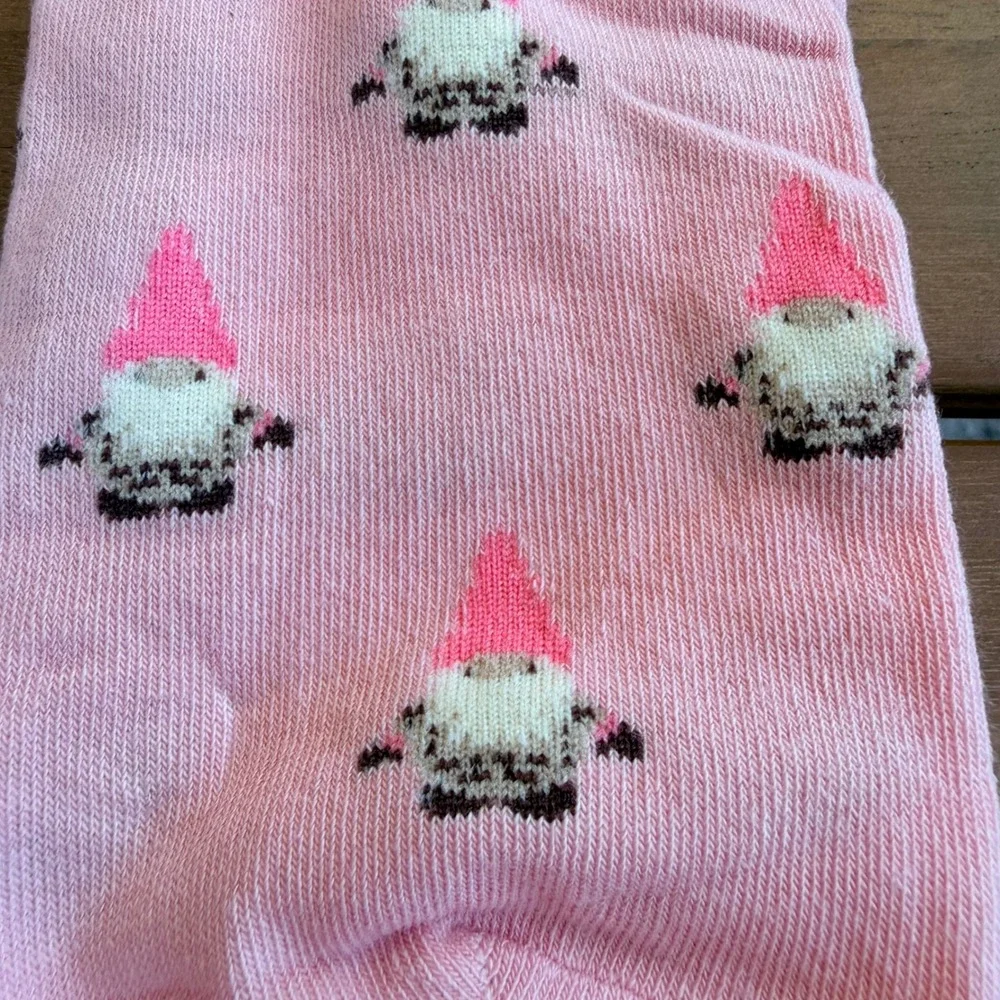 J.Crew Womens Sock Set 2 Pair Pink Floral No-Show & Gnome Ankle‎ Socks One Size
